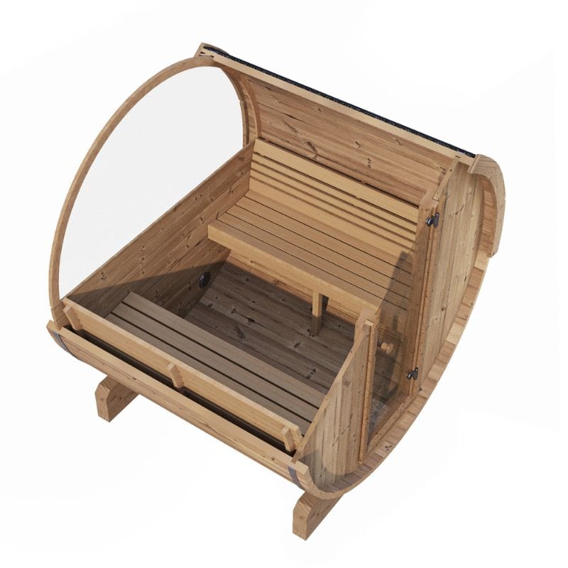 SaunaLife Model E7W 4-Person Outdoor Barrel Sauna  Inside View