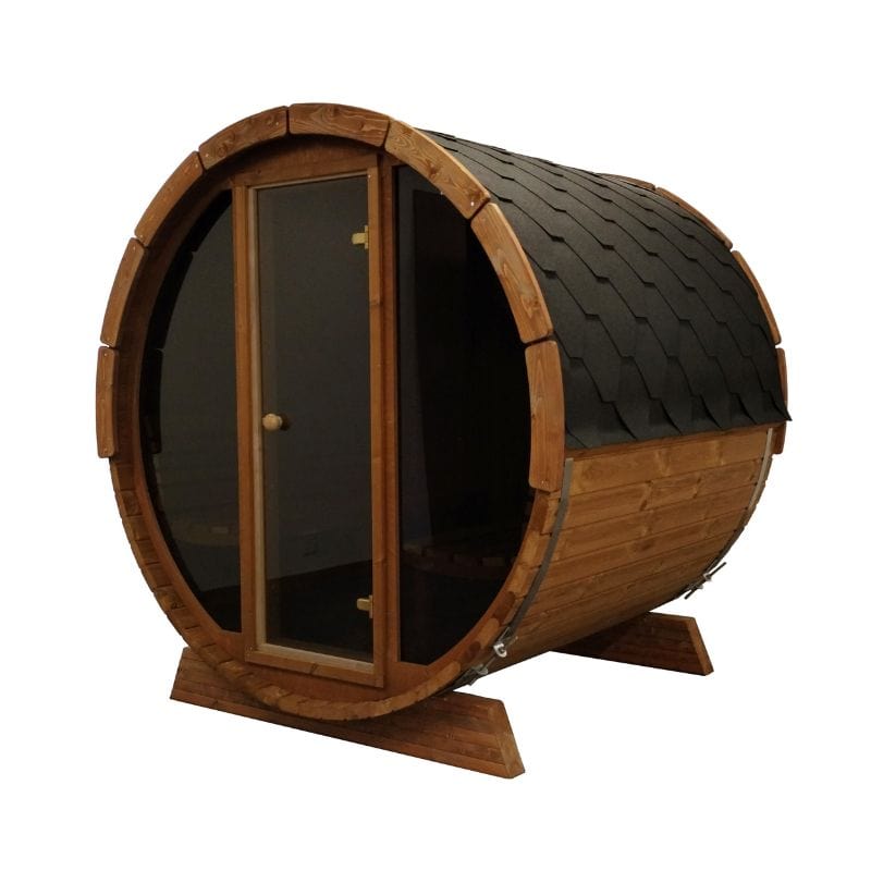 SaunaLife Model E7W 4-Person Outdoor Barrel Sauna Full View