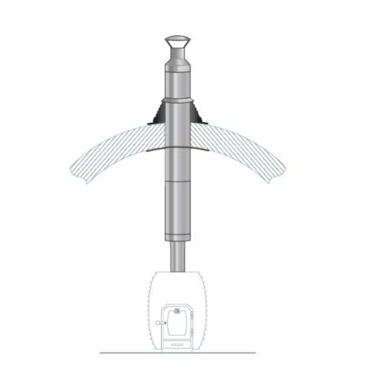 The HUUM Barrel Sauna Chimney Set is designed to extend straight up through the ceiling and is compatible with HUUM Sauna Stoves