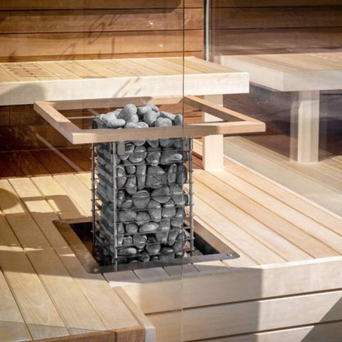 The embedding flange is useful if you plan to install the sauna heater partially inside the sauna platform