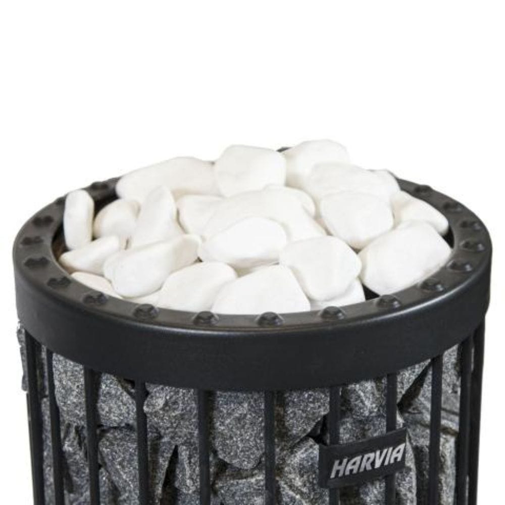 2"- 4" (5-10 cm) white decorative stones Can be used with all Harvia heater models