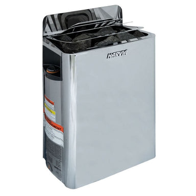 The Harvia Wall SW80 Black Stainless Steel, a minimalistic Scandinavian design 8.0kW sauna heater, is engineered to power sauna rooms up to 423 cubic feet (CF).