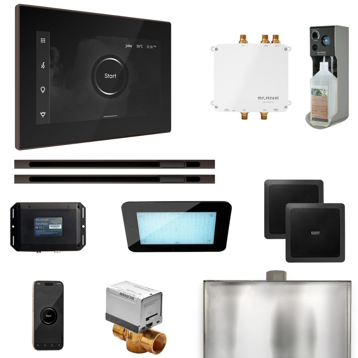 This electronic valve syncs with the iSteamX control for seamless control of your shower and steam systems