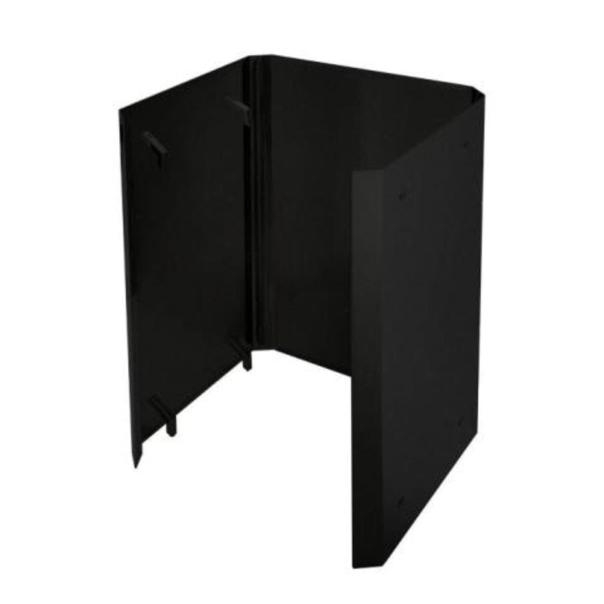 It is made of painted steel and it will reduce the required safety distance by 50%.