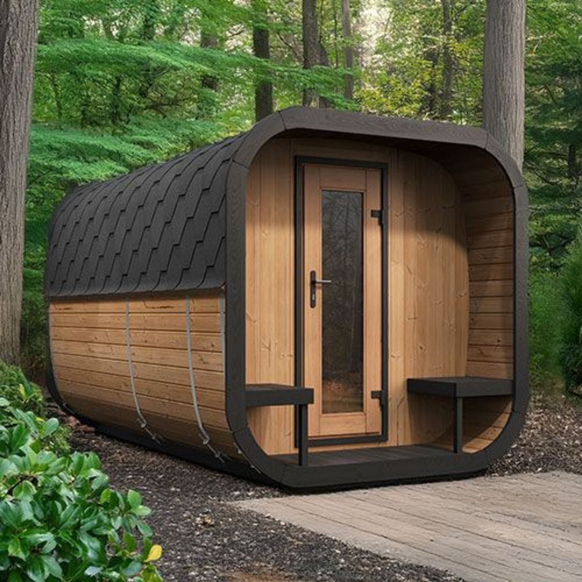 The SaunaLife CL12GCPCP outdoor DIY sauna suite is the pinnacle of the SaunaLife Cube Luxury Series