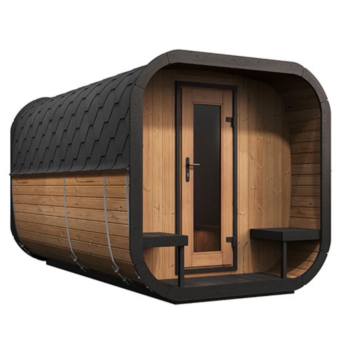 Premium quality materials are evident everywhere on the CL12GCPCP Cube Luxury Sauna