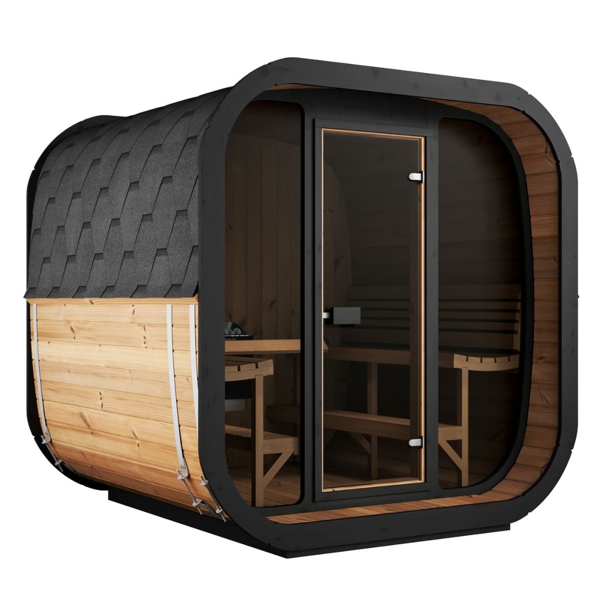 Introducing the 6-seater SaunaLife Cube-Series Model CL7G Outdoor Sauna!