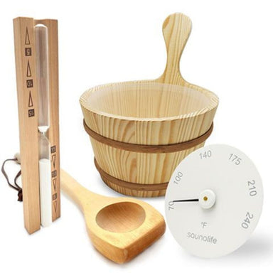 For a complete sauna experience, the SaunaLife Bucket and Ladle Package 1 accessory package is essential!