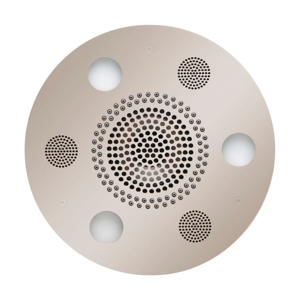 The sleek all-in-one Serenity Light, Sound, Rainhead delivers chromatherapy, sound therapy and a gentle falling water sensation for a truly soothing shower experience.