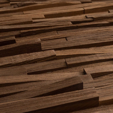 The EmotionWalls Trail 15 is a 3D asymmetrical design. Split by axe with edge cuts and splintered surfaces. Proven to be popular as a screen or chimney background.