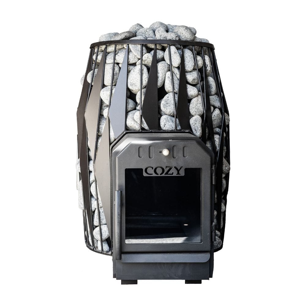 This unique "Through the Wall" wood-burning stove made in Estonia is perfectly designed for a more intimate sauna space.