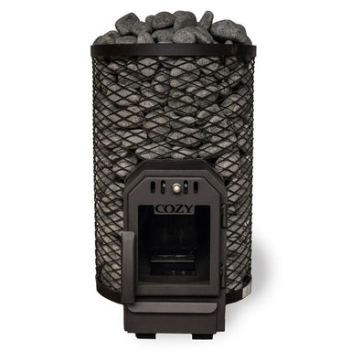 This unique "Through the Wall" wood-burning stove made in Estonia is perfectly designed for a more intimate sauna space.