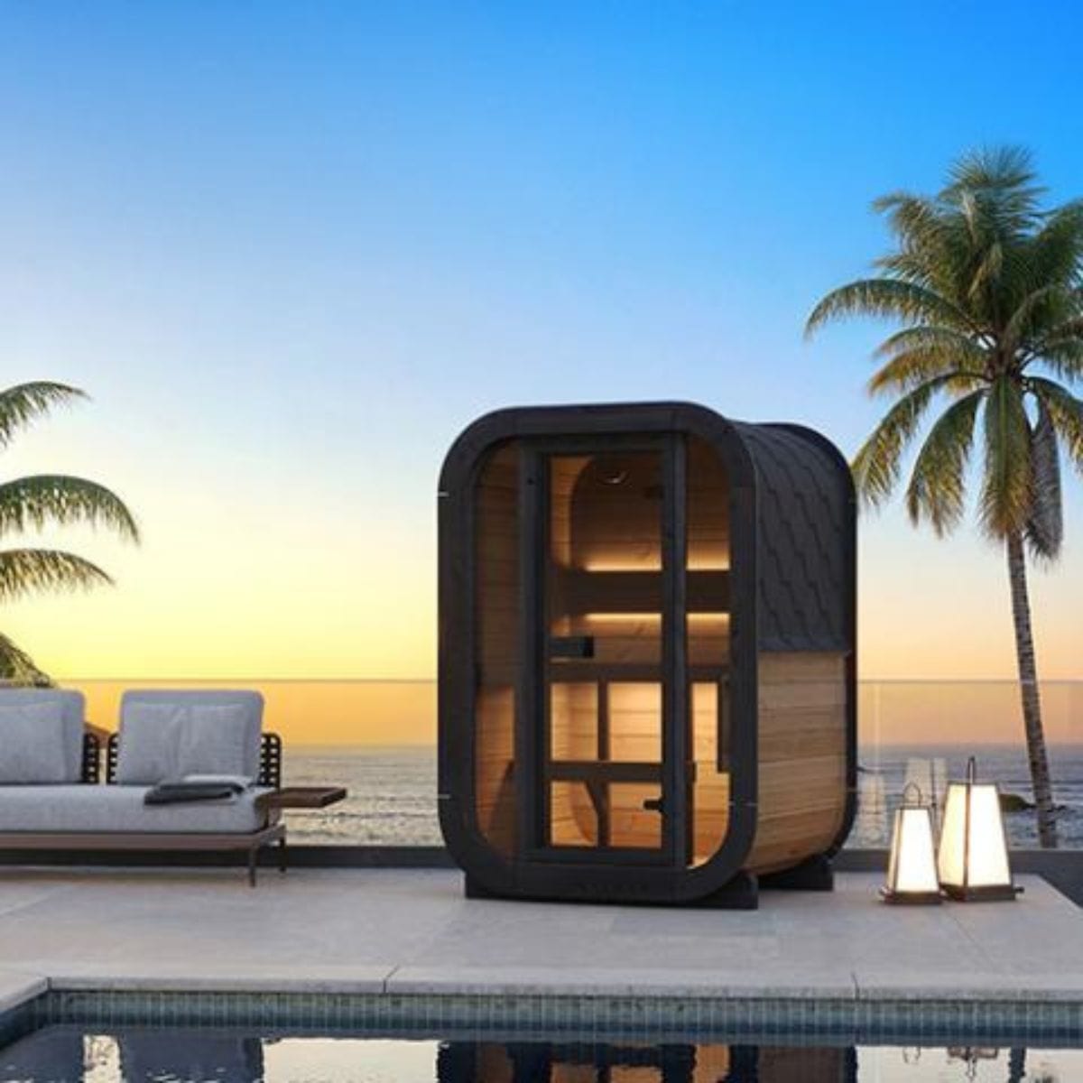 Enjoy the unsurpassed luxury of the SaunaLife Cube-Series Model CL3G Outdoor Home Sauna Kit.
