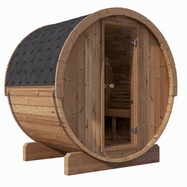 3 person spruce barrel sauna for outdoor use