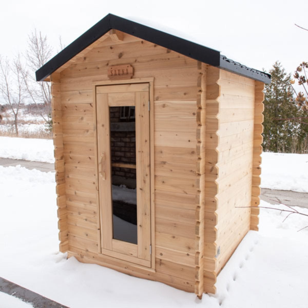 The Granby Cabin Sauna is another model in the Canadian Timber Collection manufactured with Eastern White Cedar.