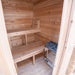 2 Tier Benches on the back wall allow for upper and lower seating, this model only comes with electric heater options.