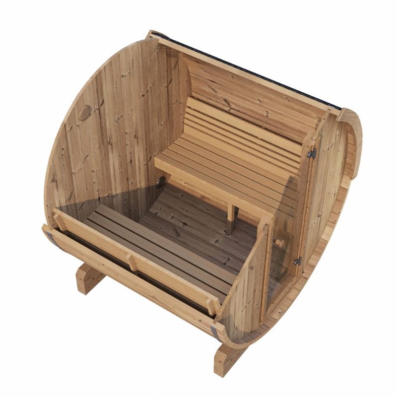 SaunaLife Model E7 4-Person Outdoor Barrel Sauna inside View