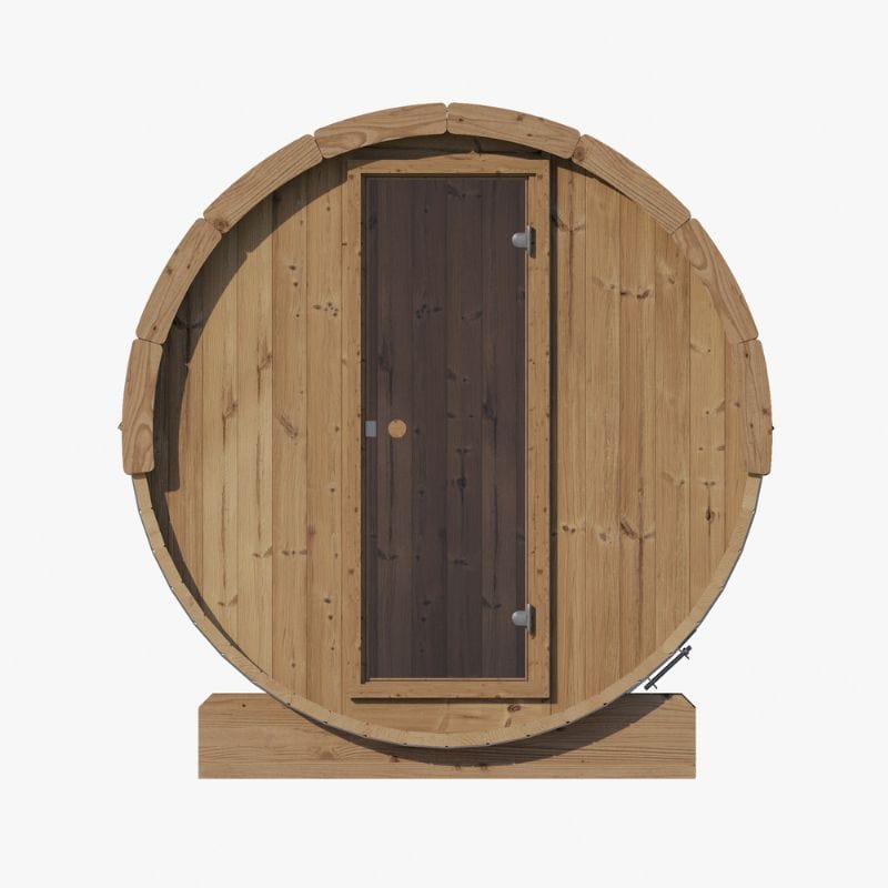 SaunaLife Model E7 4-Person Outdoor Barrel Sauna Door Image