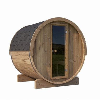SaunaLife Model E7 4-Person Outdoor Barrel Sauna Full View