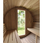 SaunaLife Model E7W 4-Person Half-Moon Panoramic Outdoor Barrel Sauna