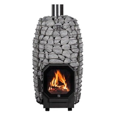 Its innovative design ensures that 75% of the heat from the firewood directly heats your sauna