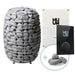 HUUM product set including stones in a cage, control panel, and remote on a white background