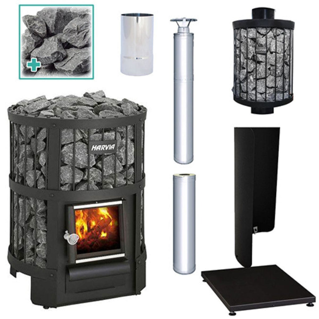 Works with wood-burning sauna stoves except Harvia 50