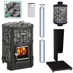 Works with wood-burning sauna stoves except Harvia 50