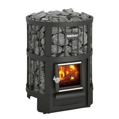 This black stove package offers a comfortably moist sauna bath