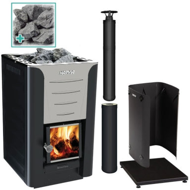 The Harvia PRO 20 Wood Burning Stove Kit BK Package