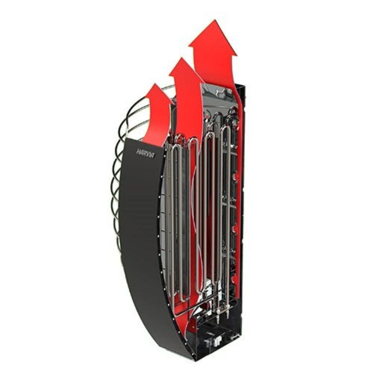 Heats up the sauna quickly and safely