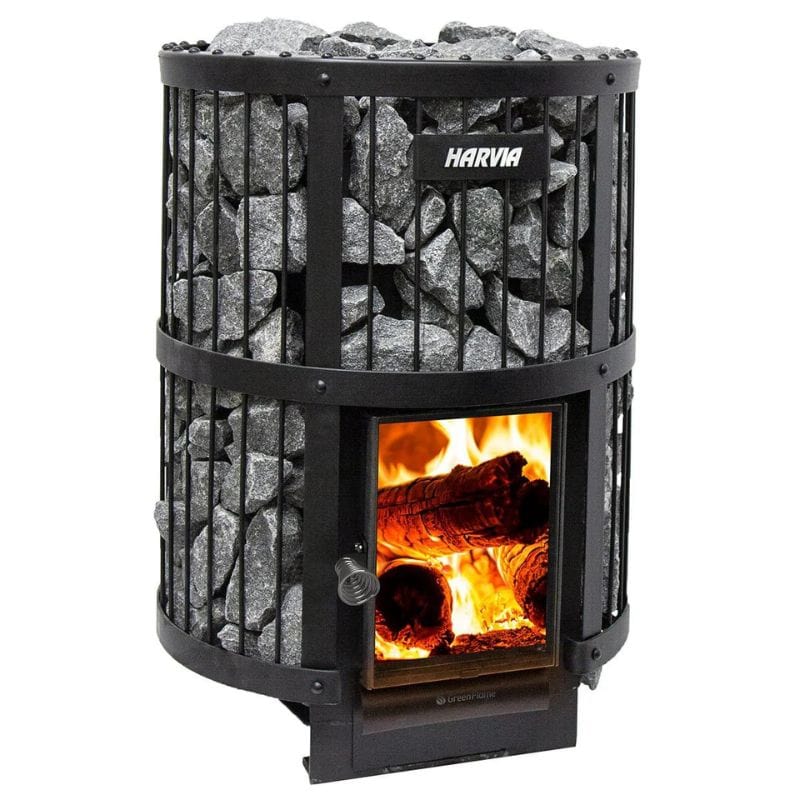 The impressive Harvia GreenFlame 240 is ideal for medium sized saunas, up to 848 cu. ft., with a large glass door for you to get lost in the tranquility of the flames.