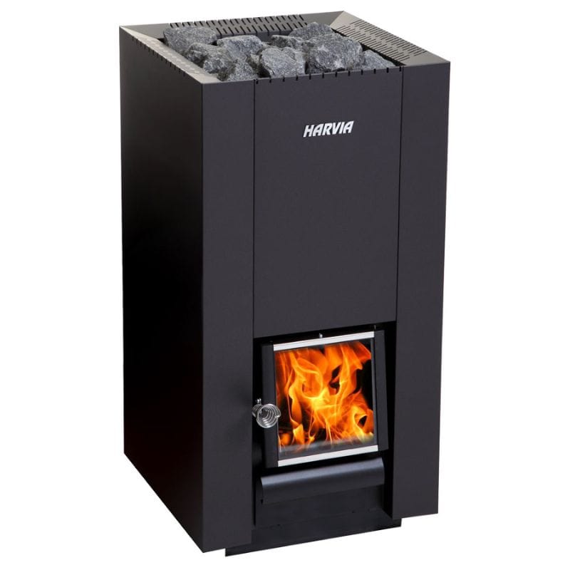 The Harvia Linear 28 wood-burning sauna stove offers a classic design, from the cast-iron glass door to the sleek black color, it decadently adds style to your sauna.&nbsp;