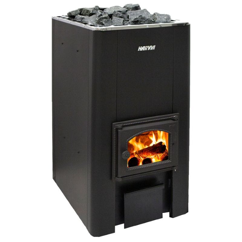 The Harvia 50 SL black wood-burning sauna stove is the king of large heaters.