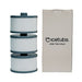 Three cylindrical filters stacked next to a cardboard box with 'Icetubs' branding on a white background.