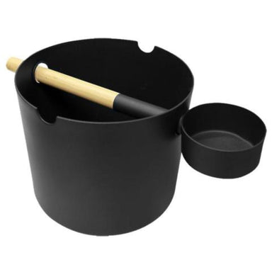 This matching multi-functional set features a high-quality black 1-gallon aluminum sauna bucket and is ladle with a bamboo handle