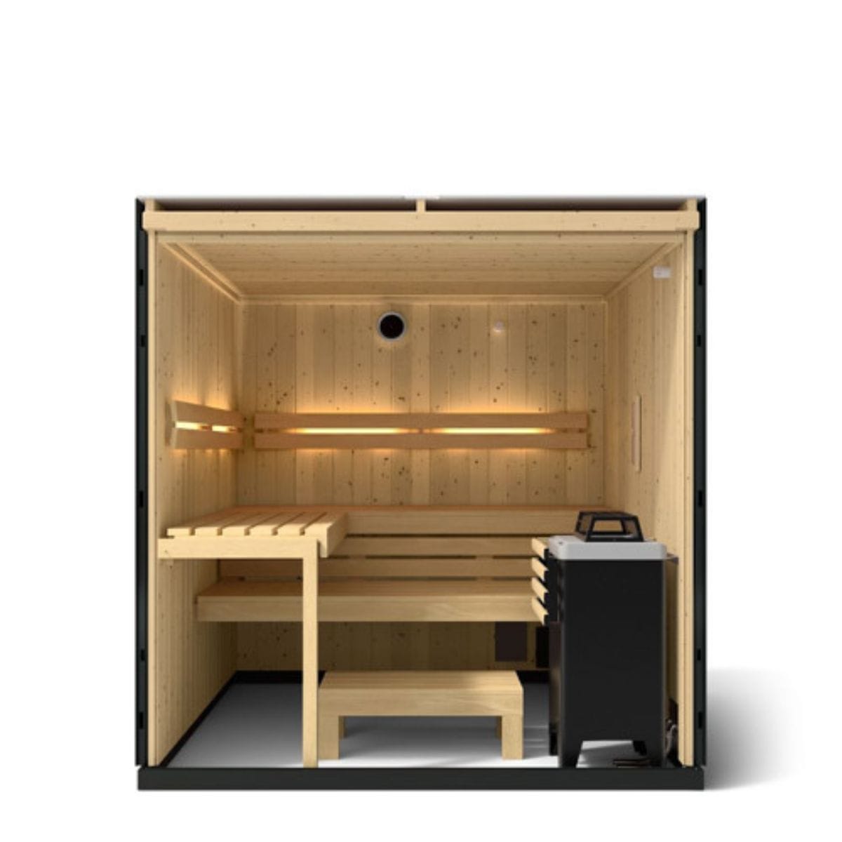 Freestanding FERO electric sauna heater for a traditional sauna experience