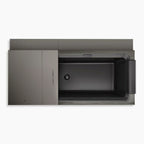 Step into the sleek modern tub using the integrated grab points