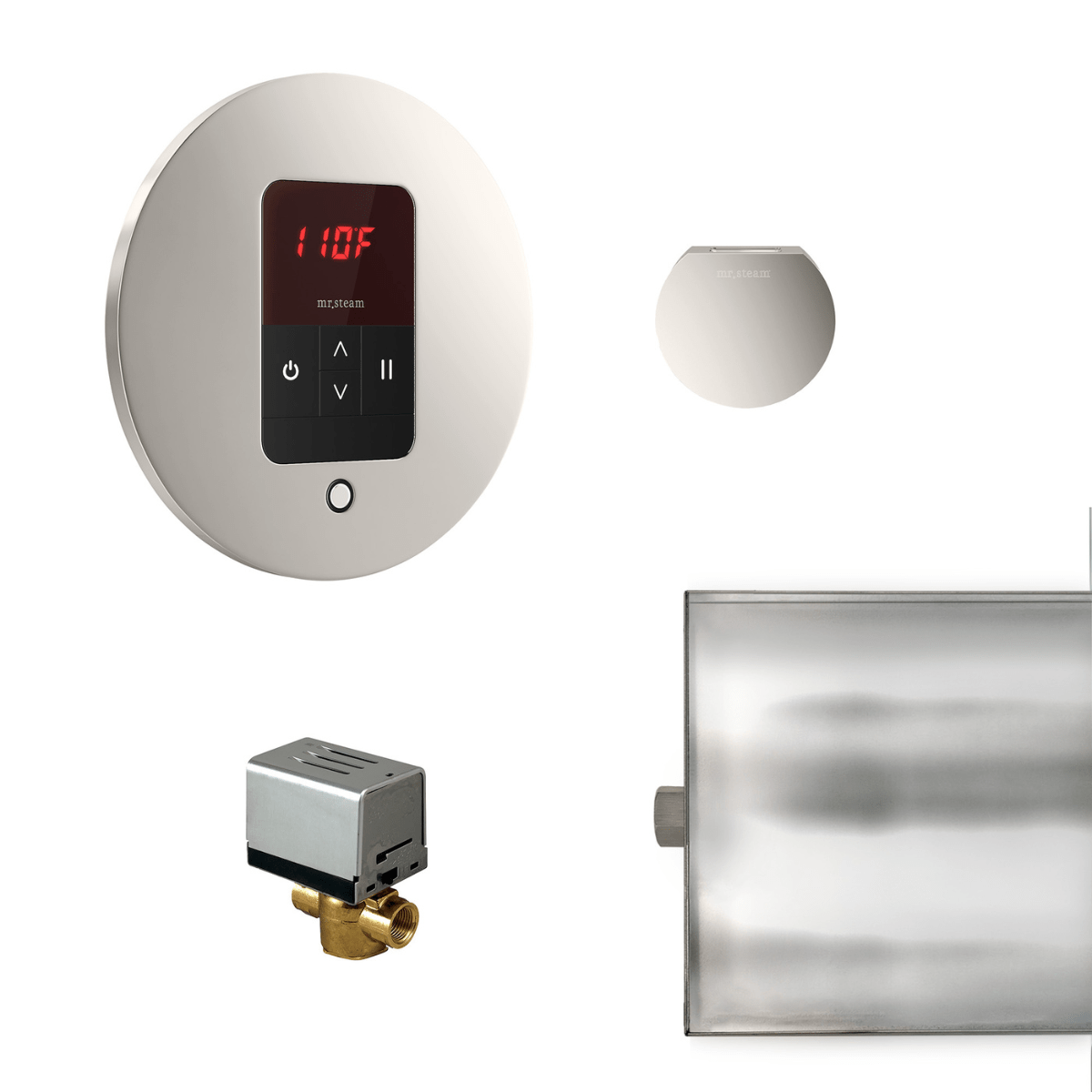 Mr. Steam Basic Butler® Steam Shower Control Package with iTempo Control and Aroma Designer SteamHead in Round