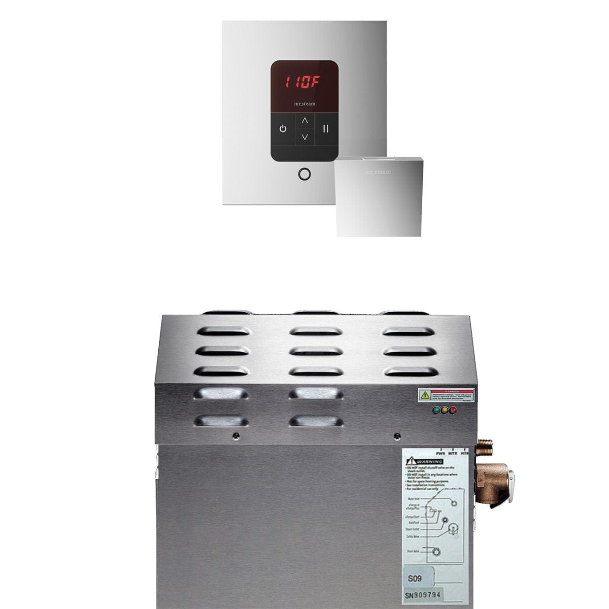 Mr. Steam Super iTempo 9 kW Steam Shower Generator Package with iTempo Control in Polished Chrome Round