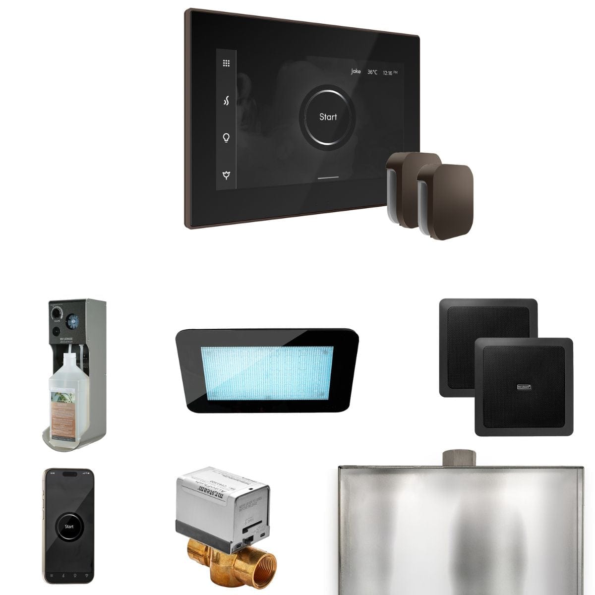 The XDream Package includes the Aroma Glass SteamHead, available in many designer finishes to match any décor