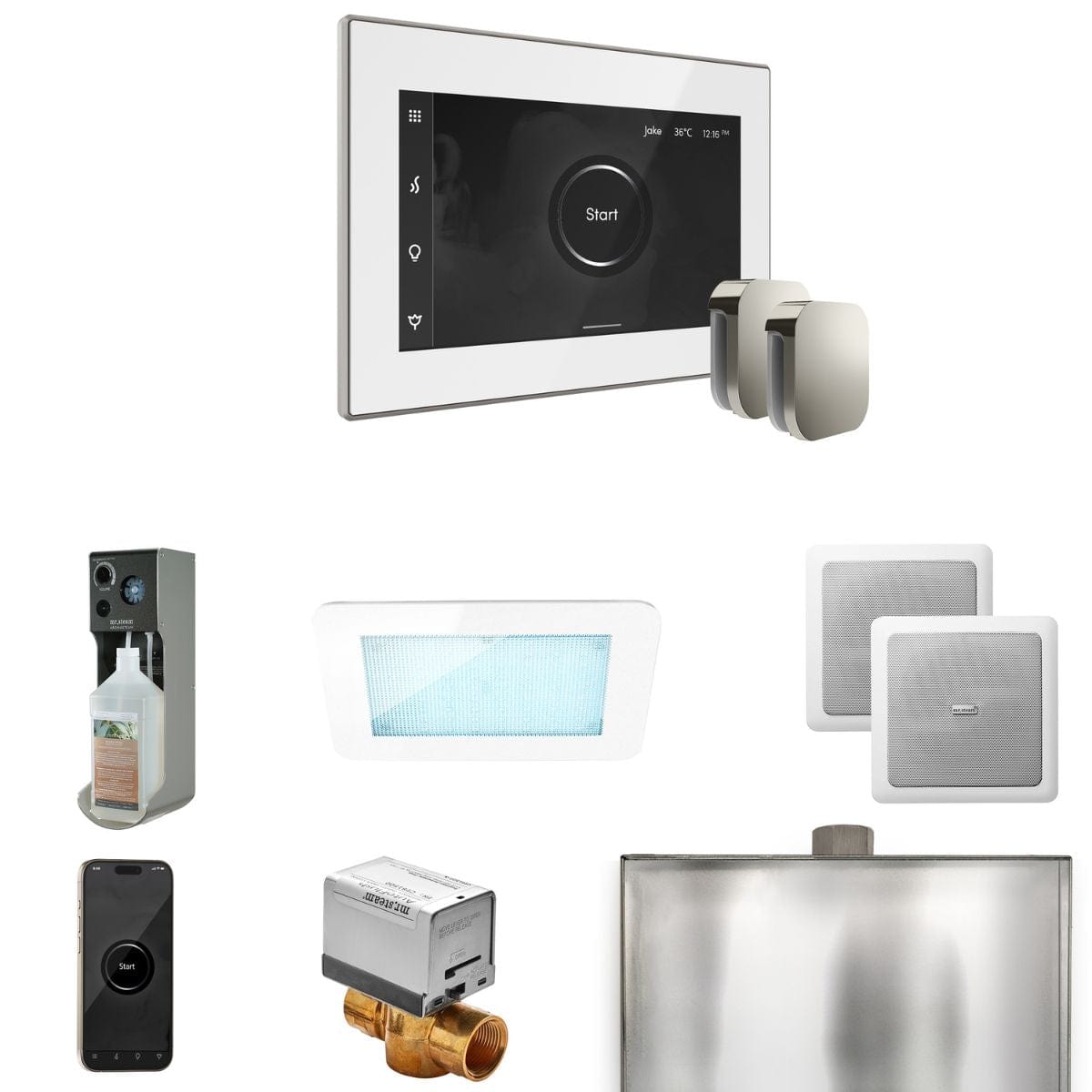The XDream Package includes the Aroma Glass SteamHead, available in many designer finishes to match any décor