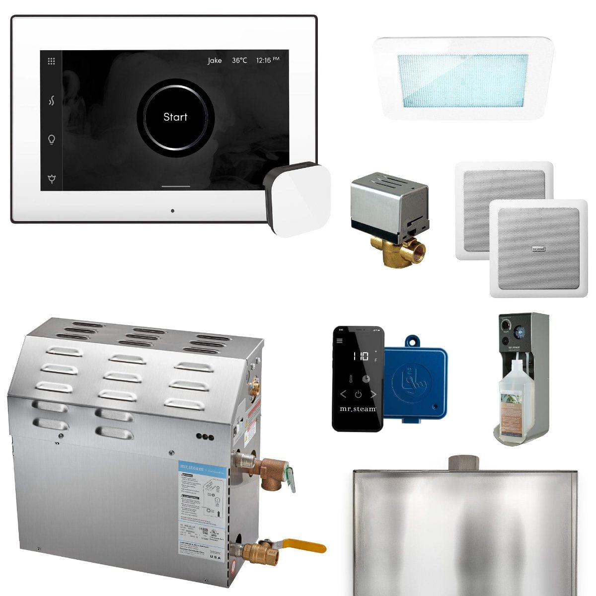 Mr. Steam MS XDream 5000-Watt Steam Generator with iSteamX Control and Aroma Glass Steamhead in Matte Black