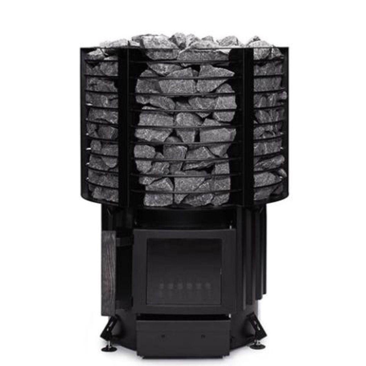 It features a glass door with a cast-iron frame, paired with adjustable legs and a comfortable wooden handle.&nbsp;
