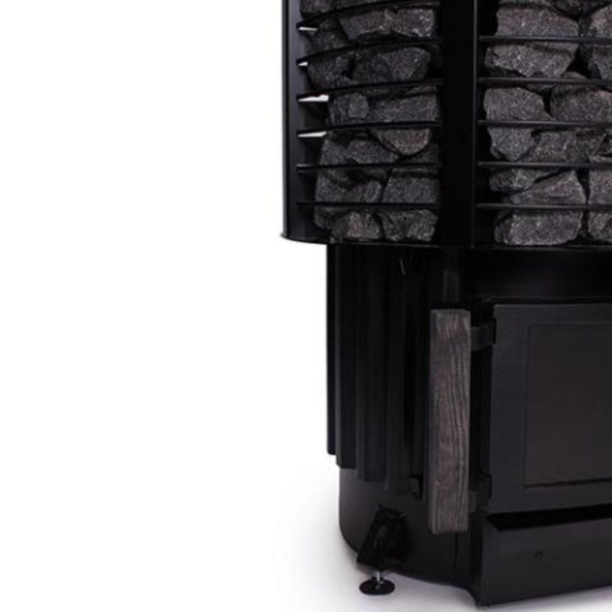 It features a glass door with a cast-iron frame, paired with adjustable legs and a comfortable wooden handle.&nbsp;