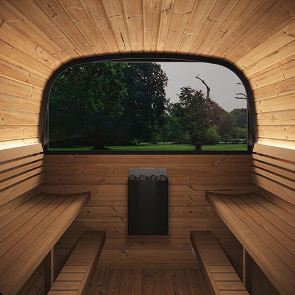 Satin-smooth Thermo-Aspen seating provides cool-to-the-touch surfaces to ensure that you will have a relaxing and enjoyable sauna experience