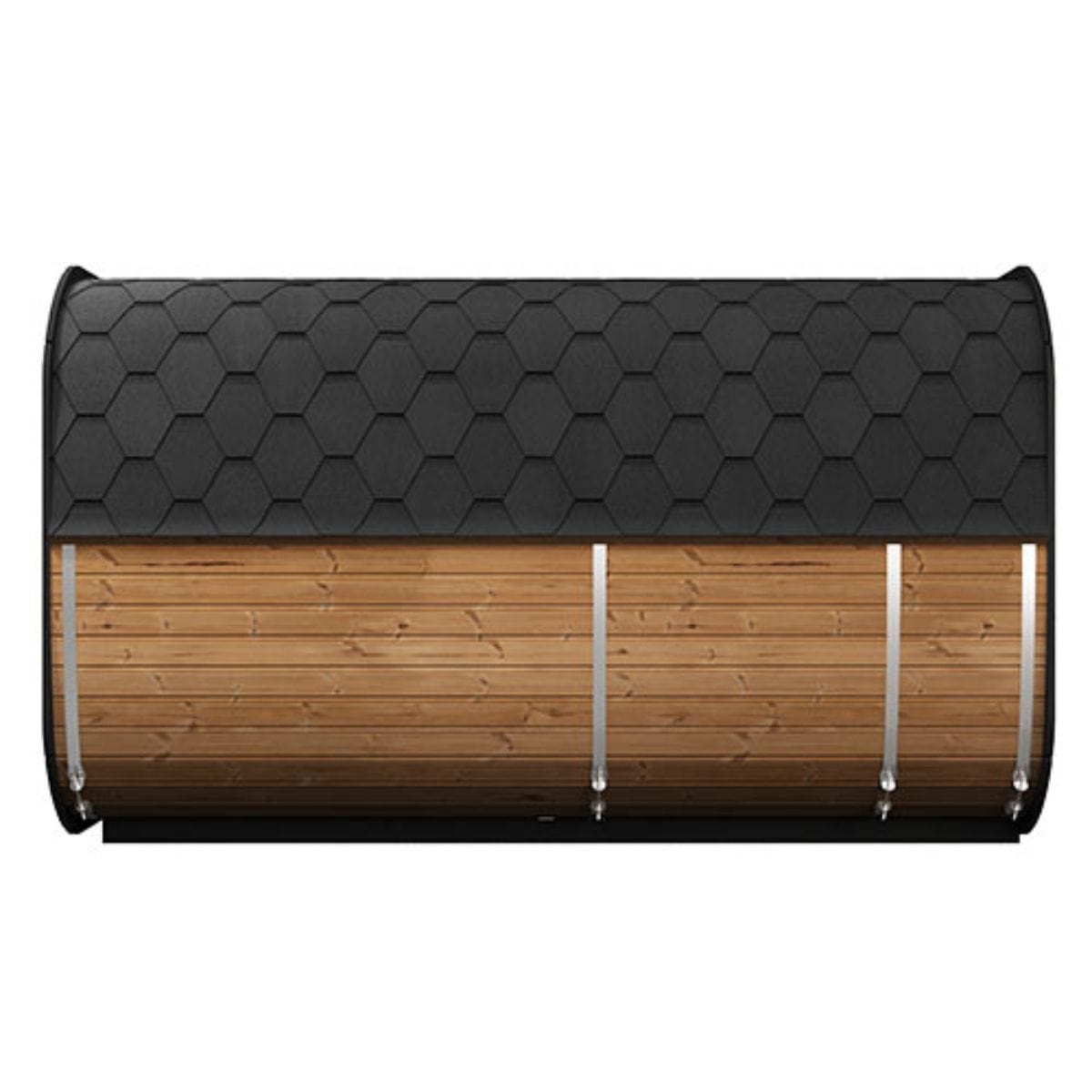 The exterior wood is made from extra-thick, 12.5’ full-length staves which have been thermally enhanced organically for improved performance
