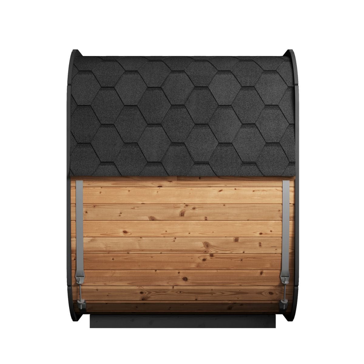 SaunaLife Cube-Series Model CL5G Outdoor Sauna's side view perspective.