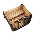 The SaunaLife Cube-Series Model CL5G Outdoor Sauna's interior.