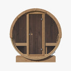 The front view of SaunaLife E8G Barrel Sauna